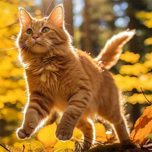 Main-Coon Katze im Herbstwald